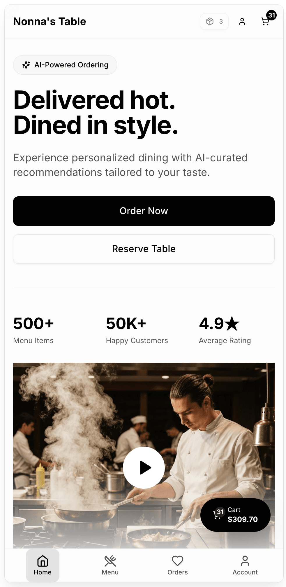 Ordering experience